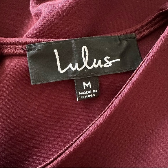 NWOT Lulu's Cumulonimbus Clouds Skater Burgundy Scalloped Hem Mini Dress Size M - Picture 11 of 14